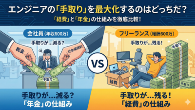 【最終結論】会社員(年収600万)VSフリーランス（報酬600万）。エンジニアの「手取り」を最大化するのはどっちだ？「経費」と「年金」の仕組み